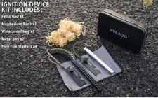 Flint and Steel Fire Starter Kit Survivor, 3/8" 1/2 inch Ferro Rods and Magnesiu