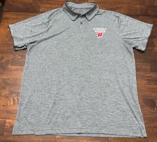 Wisconsin Badgers Under Armour Loose Heat Gear Grey Polo Shirt Men  s Size XL