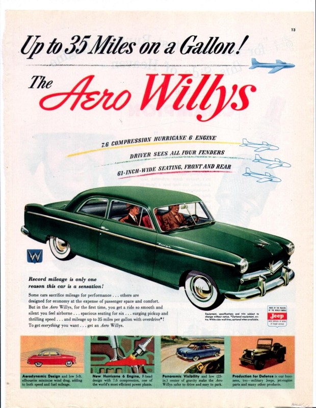 1952 AERO WILLEYS Original Vintage Auto Promo Ad