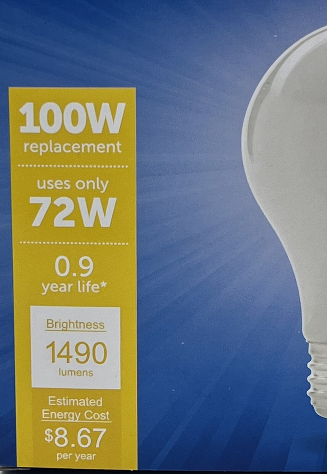 Meijer Soft White 100 to 72 Watt Dimmable Energy Saving 4 Count Light Bulbs New