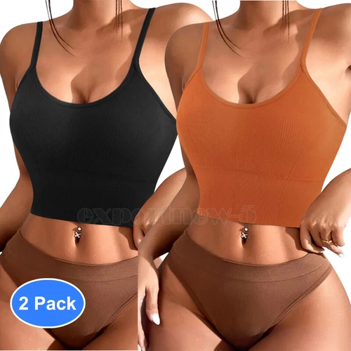 Women Strappy Sport Yoga Low U-Back Bralette Padded Bra Crop Top Cami Vest Tank - Bild 37 von 43