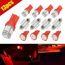 13Pcs Red LED Lights Car Interior Package Kit Dome Map License Plate Lamp Bulbs