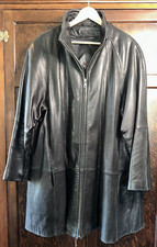 Vintage Tibor Leathers Women's Long Black Leather Paneled Jacket Sz 2x Xxl