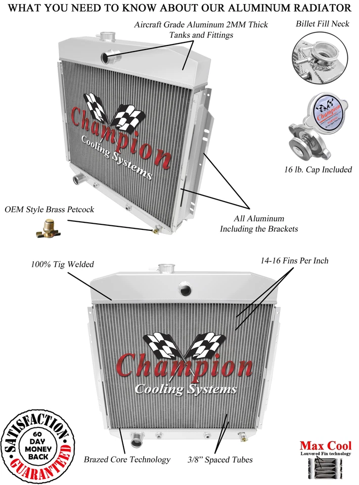 Radiador Western Champion 4 filas para Ford F-100 1958 1959 1960 1957 Foto 3 de 4