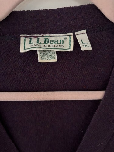 Vintage L.L. Bean Cardigan 100% Lambda Wool Made In Ireland Large Tall Purple - 第 2/9 張圖片