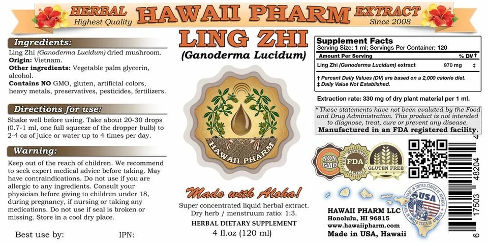 Ling Zhi, Reishi Mushroom (Ganoderma Lucidum) Tincture. - Image 2 of 2