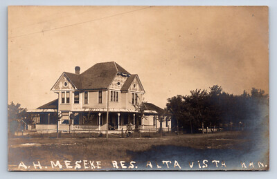 Vintage RPPC Alta Vista KS Meseke Residence House Victorian Real Photo T14