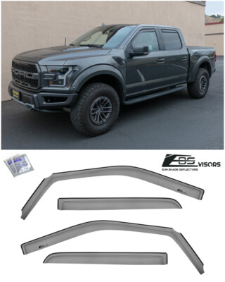 EOS Visors For 15-20 Ford F-150 Crew Cab IN-CHANNEL Side Window Rain Guards