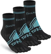 TikMox Toe Socks Coolmax Thickened Bottom Five Finger Running Sock (3 Pack)