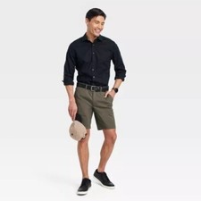 Mens Black Performance Long Sleeve Button-Down Shirt Size Large - Goodfellow  C