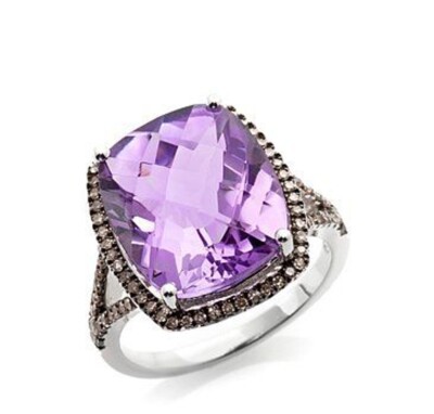 Rarities Carol Brodie Amethyst and Champagne Diamond Ring