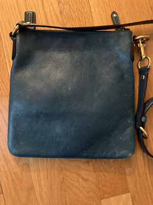COACH Leather Crossbody Bag Blue Green No# F0832-41980 with Emblem