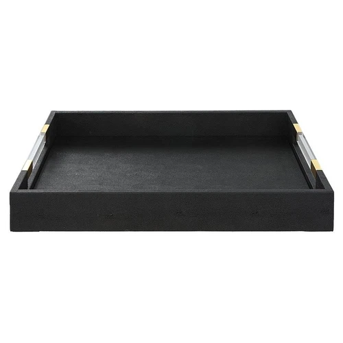 Uttermost Wessex Contemporary MDF Wood and Faux Shagreen Tray in Black - Picture 3 of 6