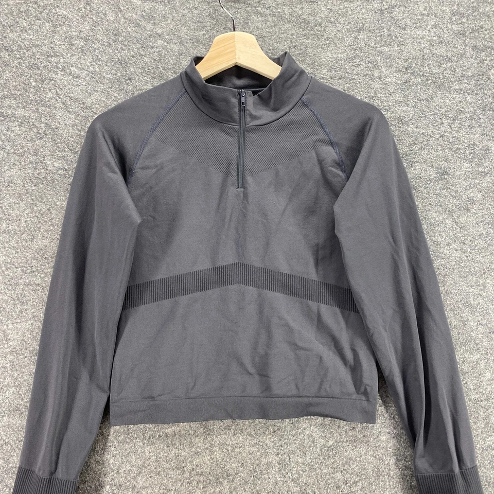 Top corto Victoria's Secret Activewear para mujer L grande gris cuello alto cremallera Foto 3 de 4