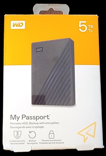 WD 5TB My Passport Portable External Hard Drive HDD-WDBPKJ0050BRD-WESN