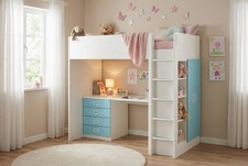 Kinderhochbett mit Schreibtisch - IKEA STUVA / SMÅSTAD