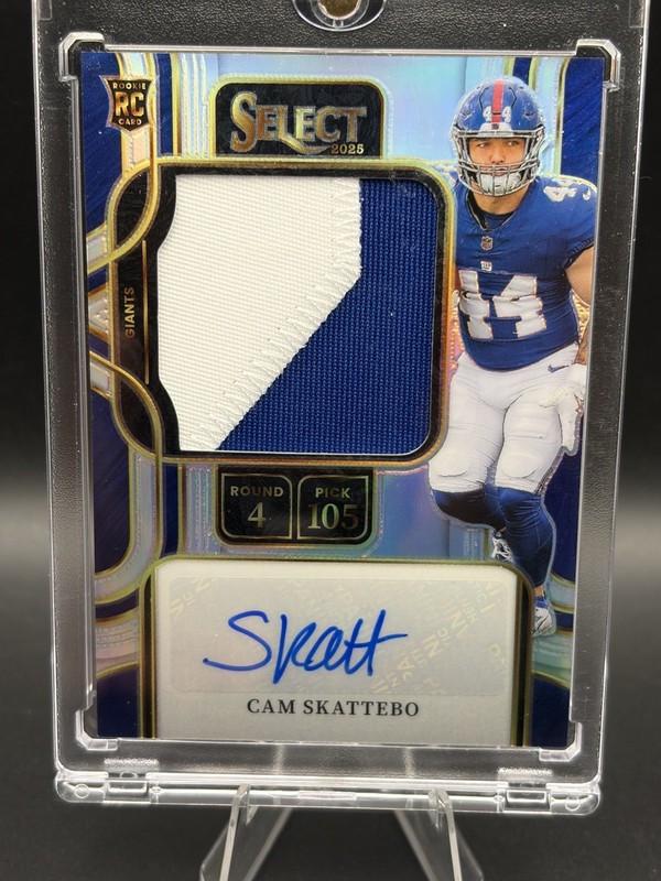 2025 Select # PSS-CSO Cam Skattebo Rookie Auto Prime Patch /199 Prizm NY Giants