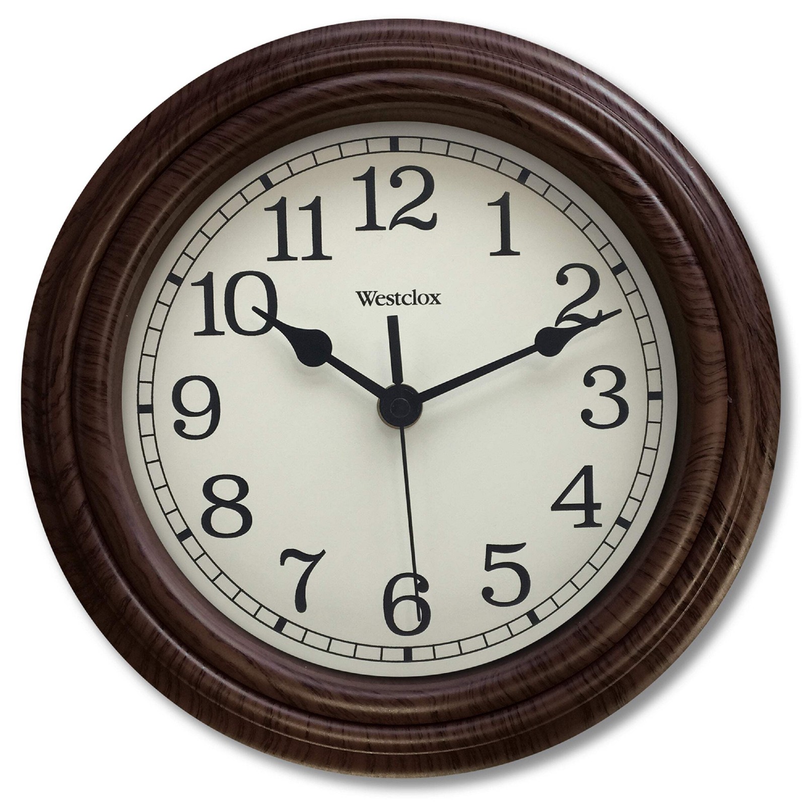 Westclox 10" Traditional Woodgrain Wall Clock – Classic Wood Look