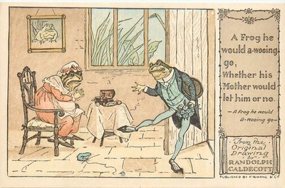 Randolph Caldecott Postcard G1 Anthropomorphic Frogs A Frog He Would A Wooing Go