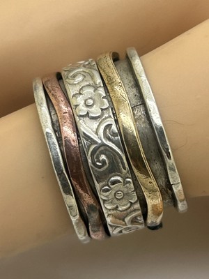 925 Sterling Silber Vintage Handarbeit 3 Töne Spinnbänder Ringgröße 6,75