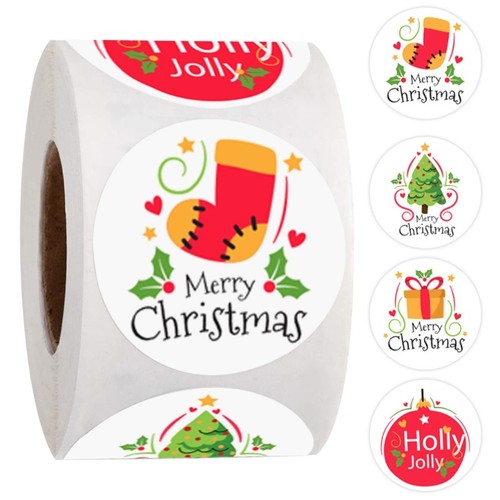 500pcs Merry Christmas Stickers 4 Design Round Holiday Sticker for DIY ...
