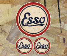 Esso Oil Co Rusty Look Vinyl Decal Sticker Motor Oil Gas Made in USA - 3 for 1