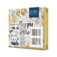 Servietten Geburtstag 33X33Cm 20Stk Ballonmotiv Gold Weiß Party Deko