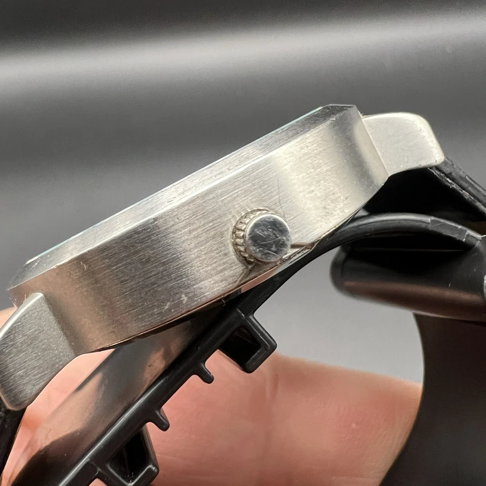 Reloj para hombre Breed Kimble minimalista de una mano correa de cuero negro esfera gris 38 mm Foto 4 de 4