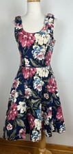 Vintage 80s Full Circle Cottage Floral Pink Cotton Tea Party Midi Dress Size M