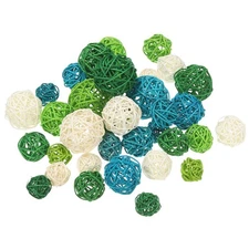36 Pcs Wicker Rattan Balls White/Deep Green/Green/Blue 4 Size