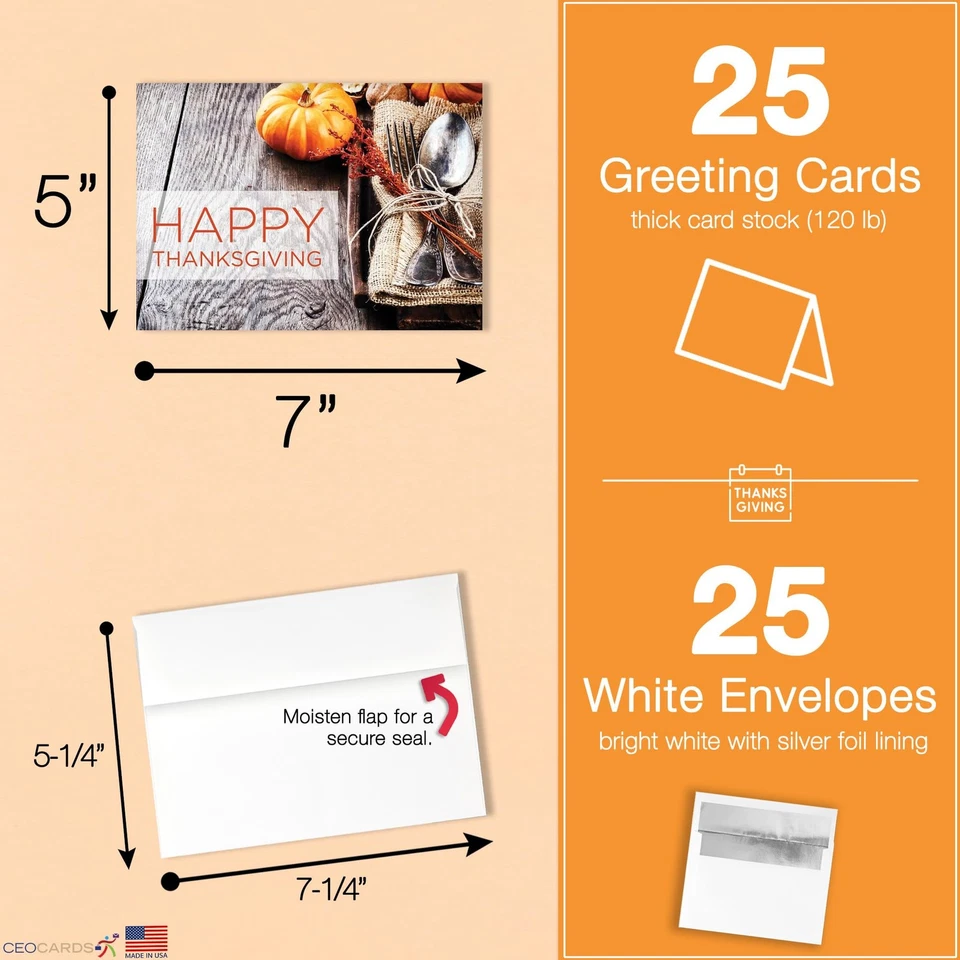Thanksgiving Cards for Business & Family (Harvest Table Place Setting) Greeti... - Image 2 of 4
