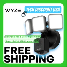Wyze Cam Floodlight Pro 180° Wide-Angle Lens & 2.5K QHD Video - Black【VERY GOOD】