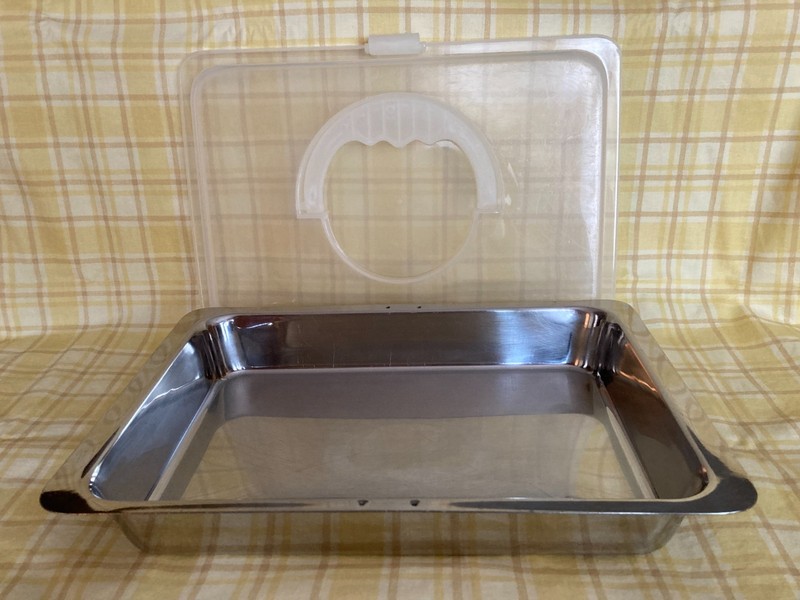 Vintage Heavy Duty Stainless Steel 9 X 13 Pan With Snap-On Plastic Carrying Lid