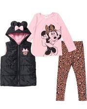 Disney Minnie Mouse 3-piece outfit vest / zip-up tee leggings