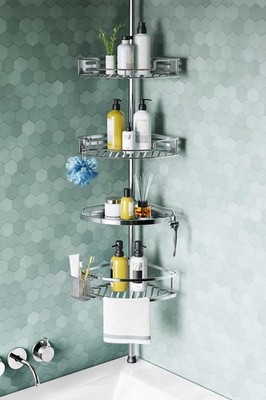 HAMITOR Corner Shower Caddy: No-Rust, Super-Grip, Holds All Your Bath Loot!