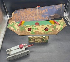 Keystone Mfg. Wooden Toys Exploding Fort with Shooting Tank 1940s