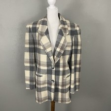 Vintage 80s Academia Express Compagnie Internationale Wool Blend Blazer XS Plaid