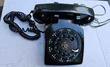 Vintage Bell System 500  Rotary Black Desk Telephone w/ITT Handset