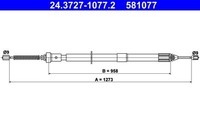 ATE Seilzug, Feststellbremse 24.3727-1077.2 FüR Renault