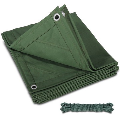 Canvas Tarp Waterproof Tarpaulin with Grommets Covers for Car -Green