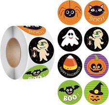 500 PCS Halloween Stickers Roll Pumpkin Halloween- Ghost