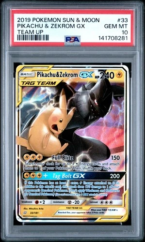 Pikachu & Zekrom Gx #33 2019 Pokemon Sun & Moon Team Up Team Up PSA 10 250001