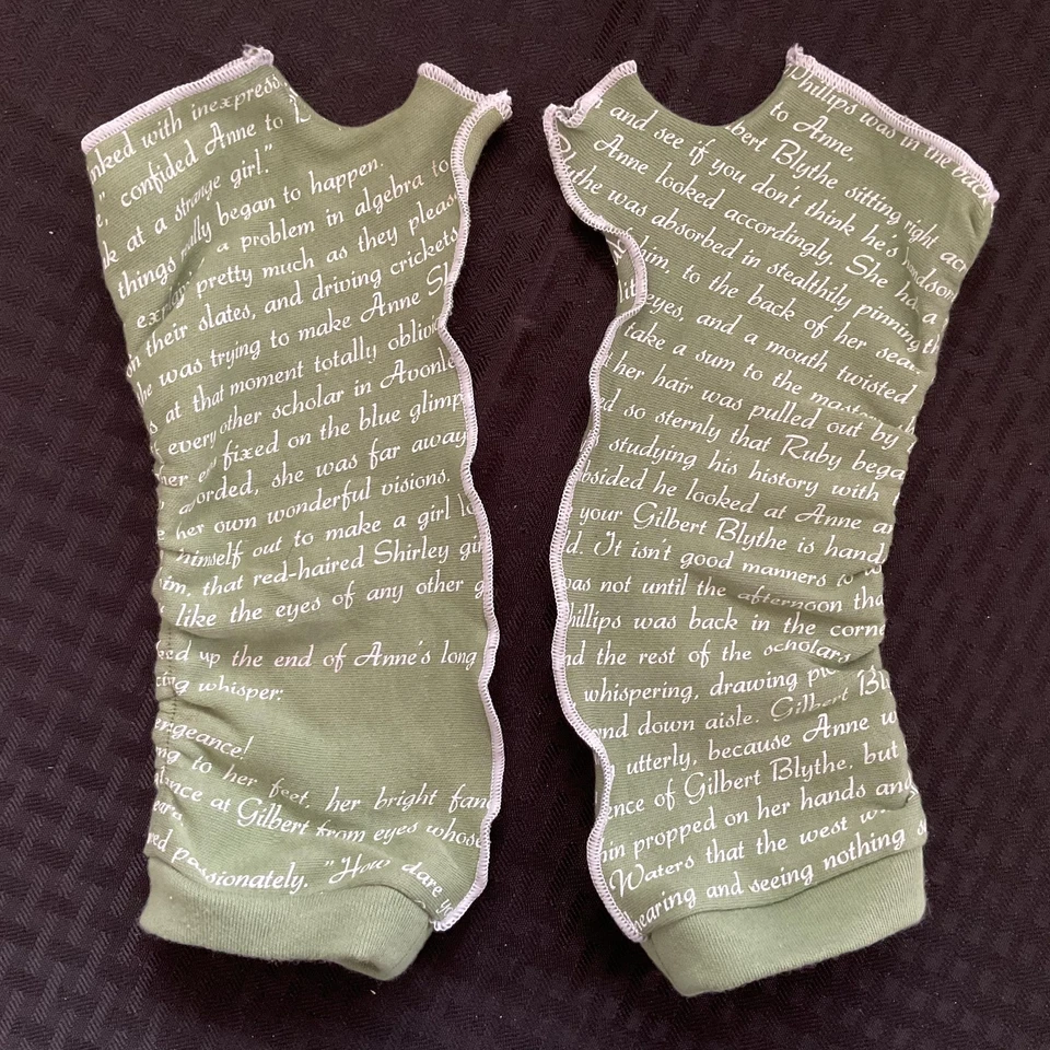 Anne Of Green Gables fingerlose Handschuhe Damen Einheitsgröße grün Textdruck