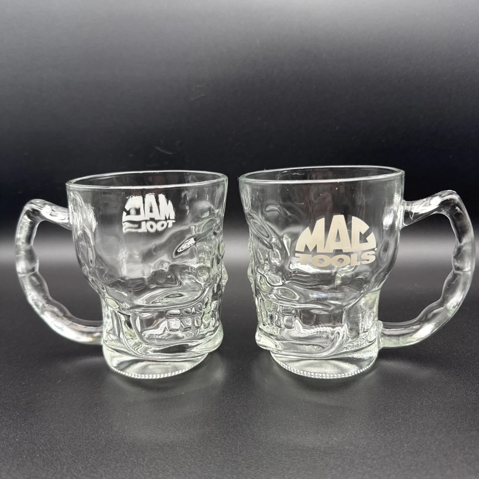Juego de 2 tazas de cerveza calavera de vidrio MAC Tools 4,5 pulgadas Foto 3 de 4