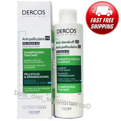 Vichy DERCOS  Anti-Dandruff Shampoo Normal to OILY Hair 200ml 6.7 fl.oz NIB