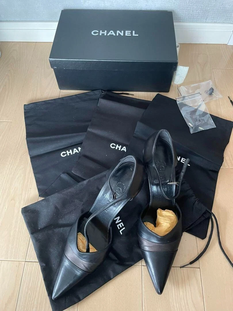 CHANEL Strap Pumps Shoes 36.5 Authentic Women Used from Japan