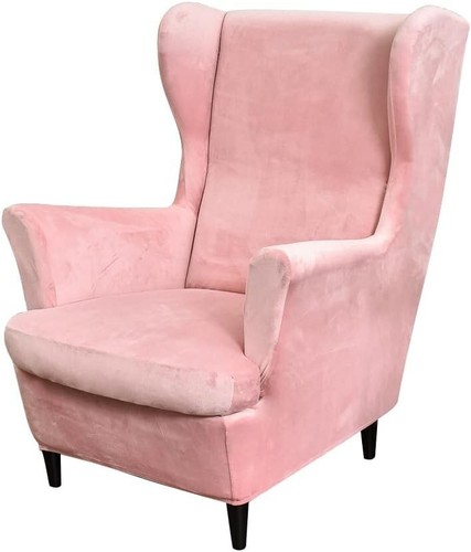 Soft and Durable Pink Wingback Chair Slipcover with Elastic Bottom - 42 Inches - Picture 3 of 8