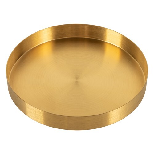 Vassoio da portata rotondo decorativo in acciaio inox oro 430 8,66*1,18 pollici - Foto 7 di 10
