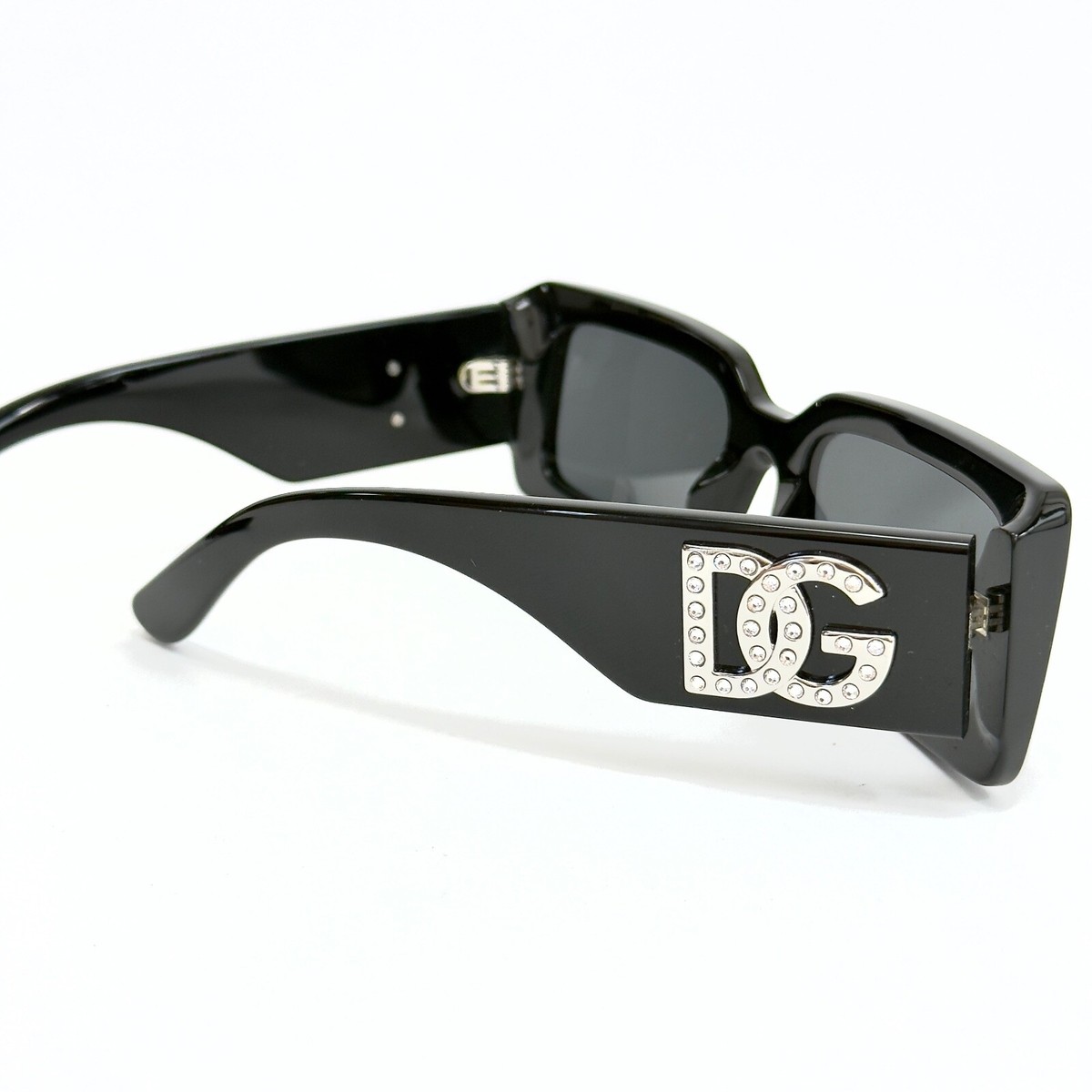 DOLCE & GABBANA 4447 Black Crystal Geometric Logo Narrow Sunglass