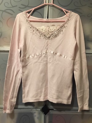 R.F Inter Remix Pink Knit Top With Lace Size 10 | eBay